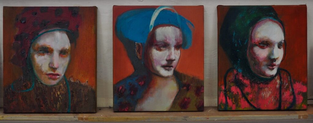 Jesse Leroy Smith - 'Exiles' - oil on linen panel - 40 x 35 cm each - Private Collection