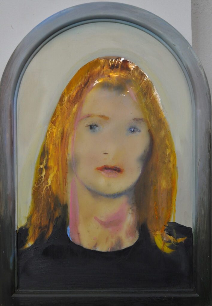 Jesse Leroy Smith - 'Boy' - oil on mirror - 45 x 35 cm - Private Collection