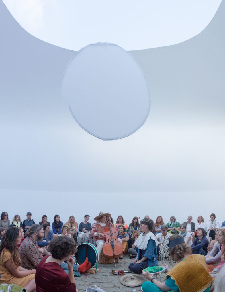 ‘Sol Force’ Performance by Amy Lawerence in James Turrell skyspace, Tremenheere Sculpture gardens - Photo Mike Newman