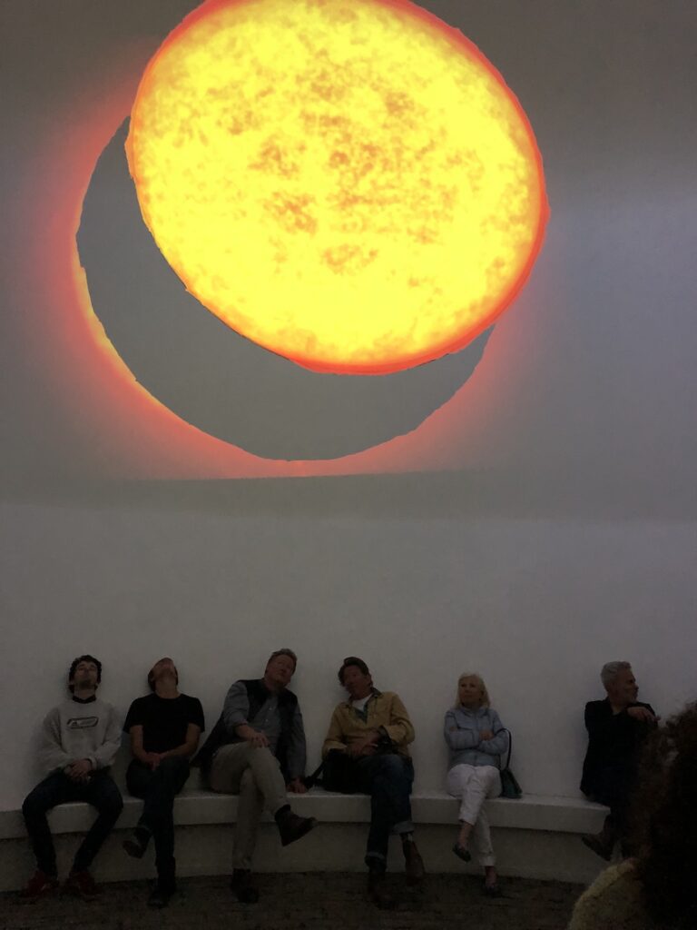 ‘Sol Force’ Installation by Roger Thorp in James Turrell skyspace, Tremenheere Sculpture gardens