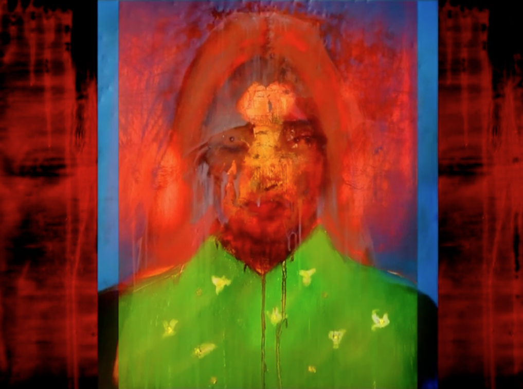 Painter Jesse Leroy Smith and Film maker Roger Thorp - Collaborative Film still from 'Pantheist' animation of Oil on Copper