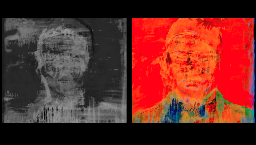 Painter Jesse Leroy Smith and Film maker Roger Thorp - Collaborative Film still from 'Pantheist' animation of Oil on Copper