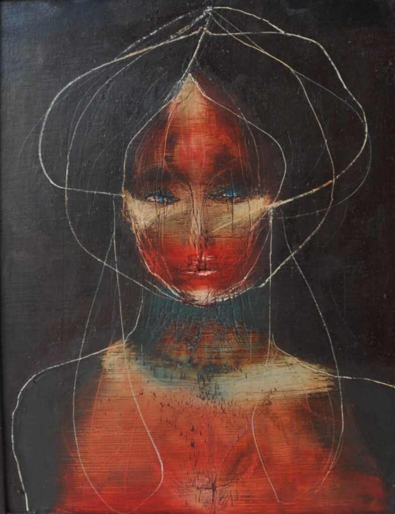 Jesse Leroy Smith Painting after Collaborative Film project with Roger Thorp - 'Bardo' - Oil on panel - Private Collection